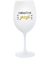 CHRASTÍ MI JAZYK - bílá sklenice na víno 350 ml