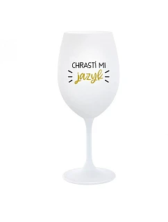 CHRASTÍ MI JAZYK - bílá  sklenice na víno 350 ml