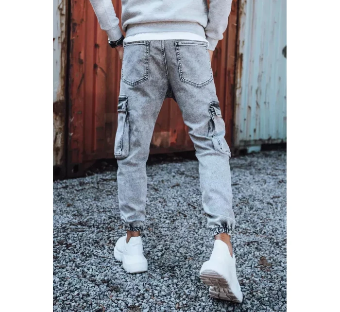 Pánské bojové džínové kalhoty světle šedé FashionStreet UX3309