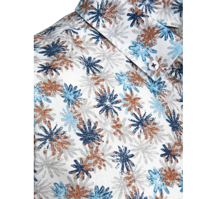 Pánská květinová bílá košile FashionStreet DX2646