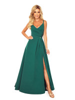 CHIARA Elegantní dámské maxi šaty v lahvově zelené barvě na ramínkách model 9098645 - numoco