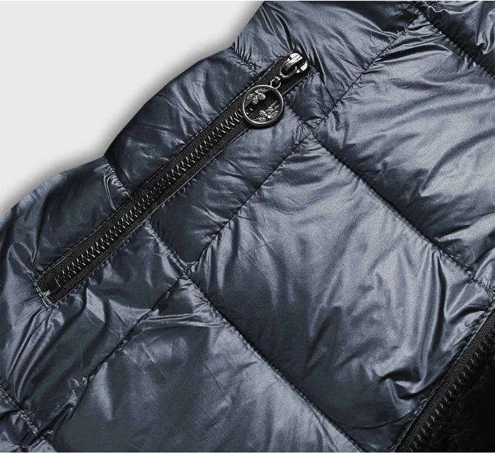 Oboustranná dámská bunda - kožíšek v grafitové barvě (b8052-70)