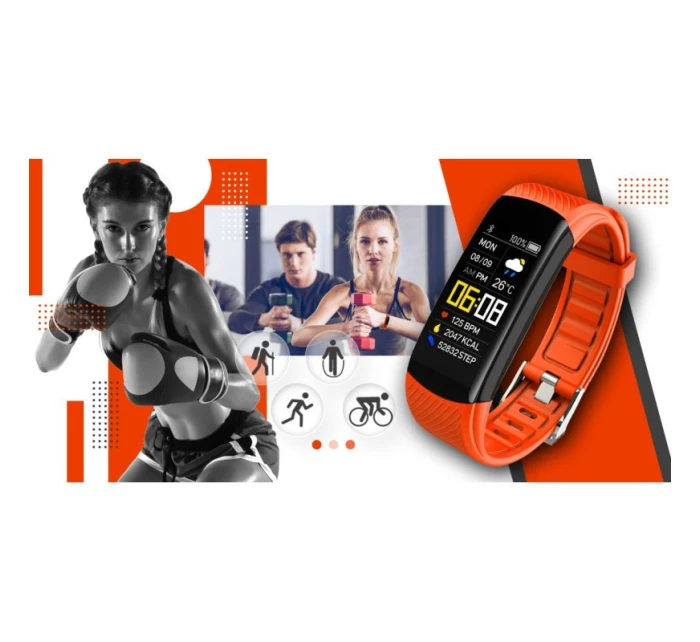 GIEWONT Smartwatch černé a oranžové 2 pruhy GW200-9 GIEWONT Smartwatch černé a oranžové 2 pruhy GW200-9