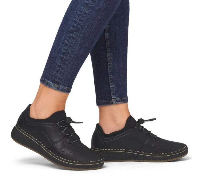 Černé dámské kožené polobotky model 21960277 - Rieker Černé dámské kožené polobotky model 21960277 - Rieker