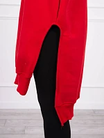 Mikina s bočními rozparky červená