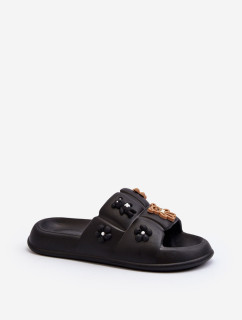 Dámské pěnové pantofle s ozdobami Černá Cambrina