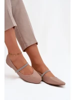 Dámské baleríny s lesklými pásky Ilirene – tmavě béžové Dámské baleríny s lesklými pásky Ilirene – tmavě béžové