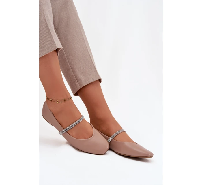 Dámské baleríny s pásky – tmavě béžové model 21834666 - Kesi
