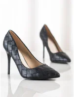 Jedinečné dámské  lodičky černé na jehlovém podpatku