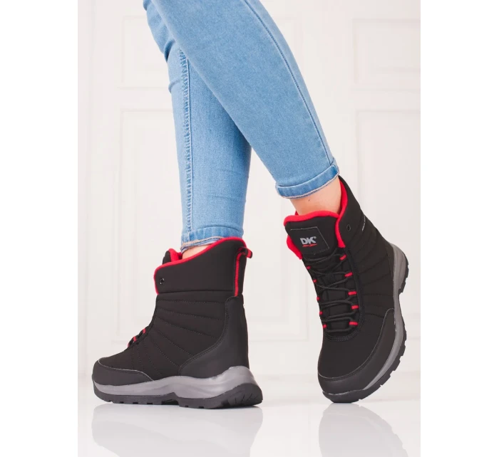 Zajímavé  trekingové boty černé dámské bez podpatku