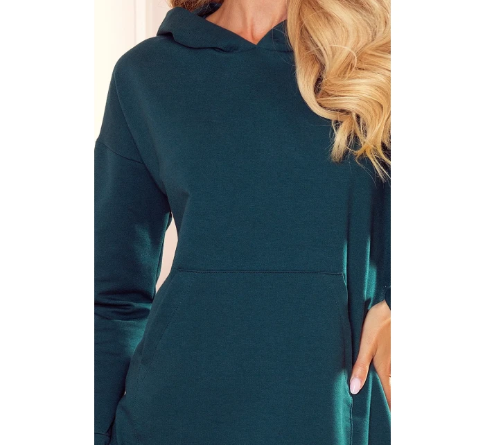328-4 AMELIA Klokaní mikina s kapucí - BOTTLE GREEN