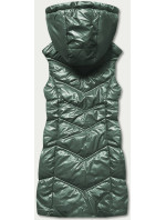 Lesklá zelená vesta s kapucí (B8025-10)