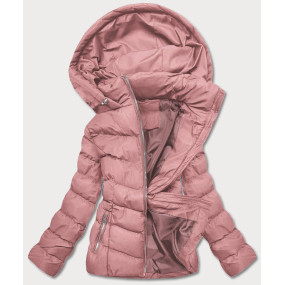 Krátká růžová dámská zimní péřová bunda (5M726-46)