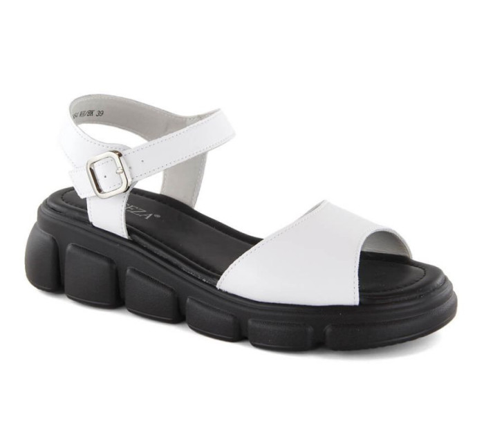 Vinceza W JAN300 bílé kožené sandály na platformě