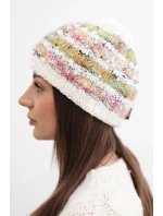 Dámská zimní vlněná čepice s ozdobnými krystalky K399 černá