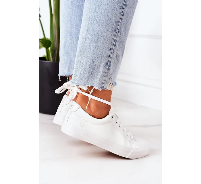 Dámské Kožené Tenisky Bílé Mega