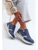 Dámské tenisky na platformě s ažurovým vzorem a Modré model 21656776 - Inblu Dámské tenisky na platformě s ažurovým vzorem a Modré model 21656776 - Inblu
