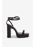 Dámské Sandály Na Podpatku S Páskem Černé model 21696037 - Boto Dámské Sandály Na Podpatku S Páskem Černé model 21696037 - Boto