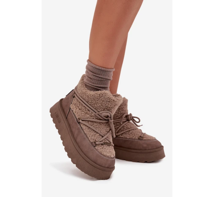 Dámské Sněhule Na Platformě S Kožíškem  Hnědé model 21705918 - Big Star Shoes