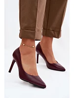 Eko Kožené Podpatky model 22069586 Bordó - SERGIO LEONE Eko Kožené Podpatky model 22069586 Bordó - SERGIO LEONE