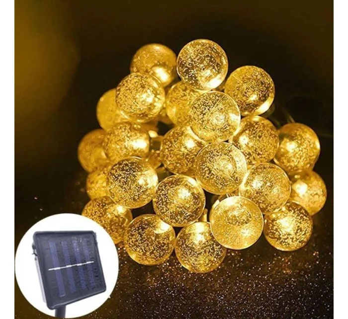 SOLÁRNÍ ZAHRADNÍ SVĚTLO GIRLANDA SOLÁRNÍ ŘETĚZ 4,9 M 40LED TEPLÁ BÍLÁ