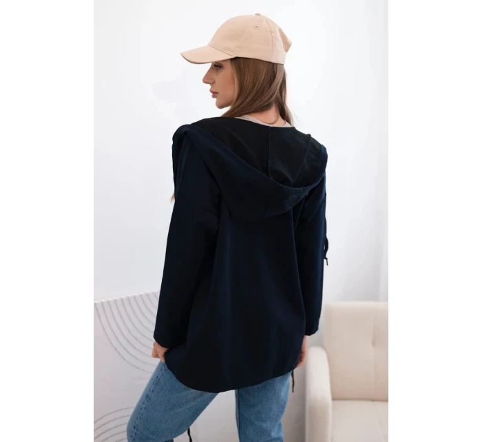 Dámská mikina s kapucí a šňůrkou dole tmavě modrá