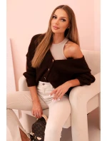 Svetr dámský s výstřihem do V a knoflíky hnědý Svetr dámský s výstřihem do V a knoflíky hnědý