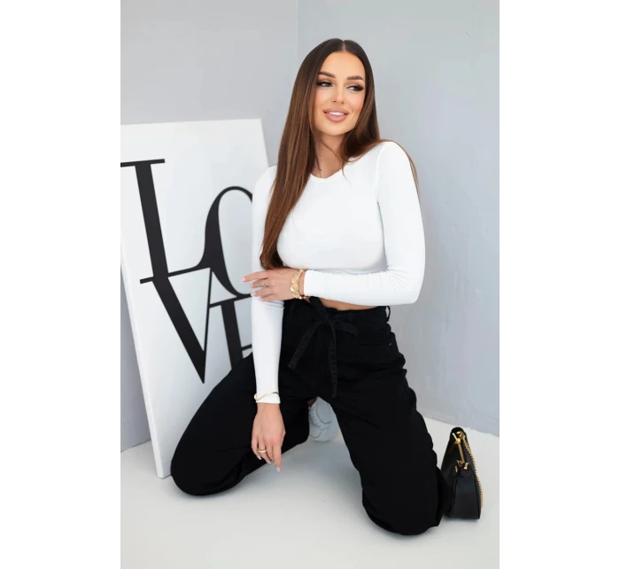 Dámské džíny s vysokým pasem a páskem černé