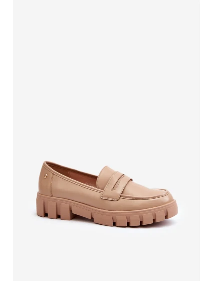 Dámské mokasíny z ekologické kůže béžové model 21649247 - VINCEZA