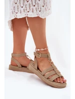 Dámské Sandály Na Platformě Se Zlatým Detalem Khaki model 21699019 - Boto Dámské Sandály Na Platformě Se Zlatým Detalem Khaki model 21699019 - Boto