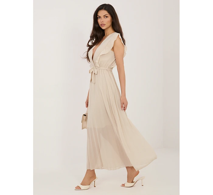 Sukienka IT SK model 22076862 beżowy - FPrice Sukienka IT SK model 22076862 beżowy - FPrice
