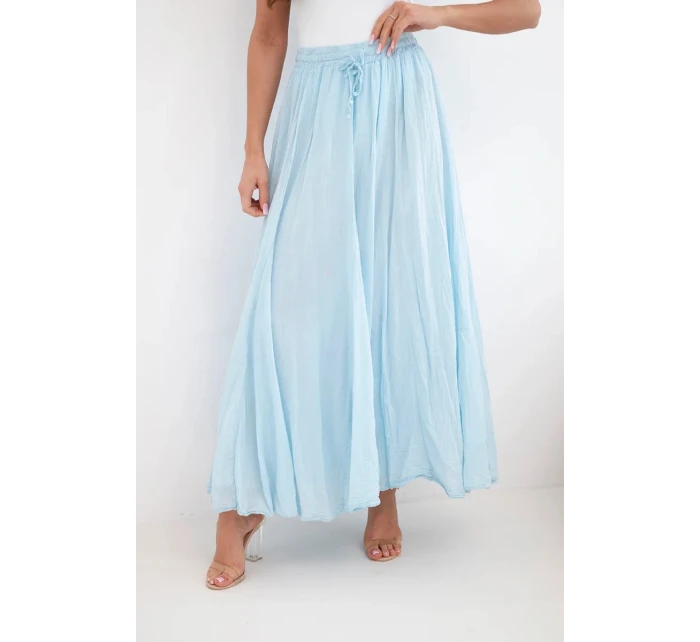 Dámská maxi bavlněná sukně s gumičkou v pase modrá