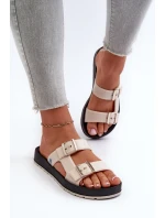 Dámské žabky na ploché podrážce model 21661882 Bežové - Zaxy