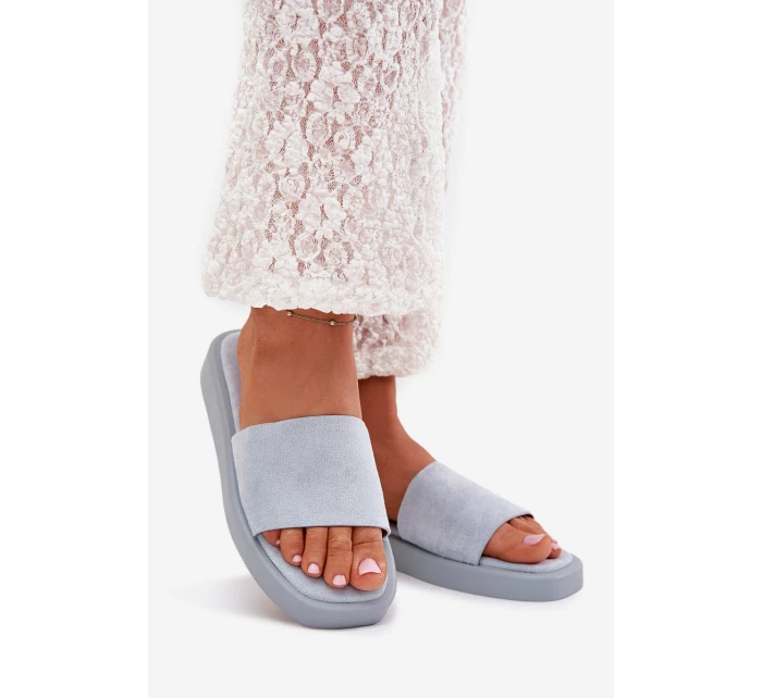 Dámské Sandály Na Platformě Z Eko Semiše Světle Modré Jorina