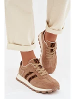 Dámské semišové tenisky na platformě Leopardí vzor model 22013938 Hnědé - S.Barski