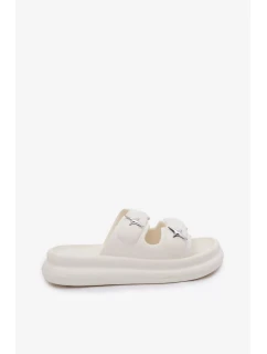 Dámské pěnové pantofle na platformě – ecru
