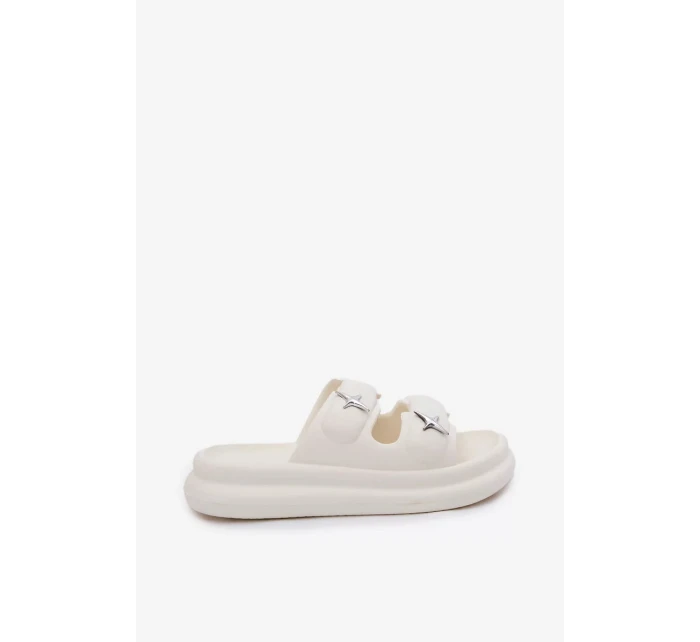 Dámské pěnové pantofle na platformě – ecru