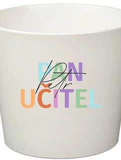 Bílý keramický květináč pro paní učitelku/pana učitele - malý