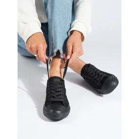 Trendy dámské černé  tenisky bez podpatku