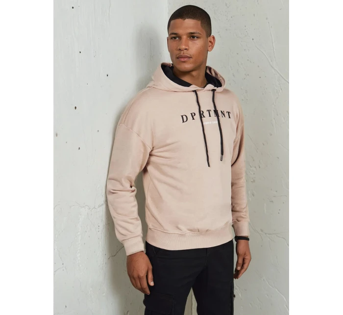 Pánská béžová mikina s potiskem FashionStreet BX5677