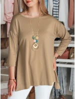 Dámská máslová halenka oversize s přívěskem COMFILA tmavě hnědá FashionStreet RY2789