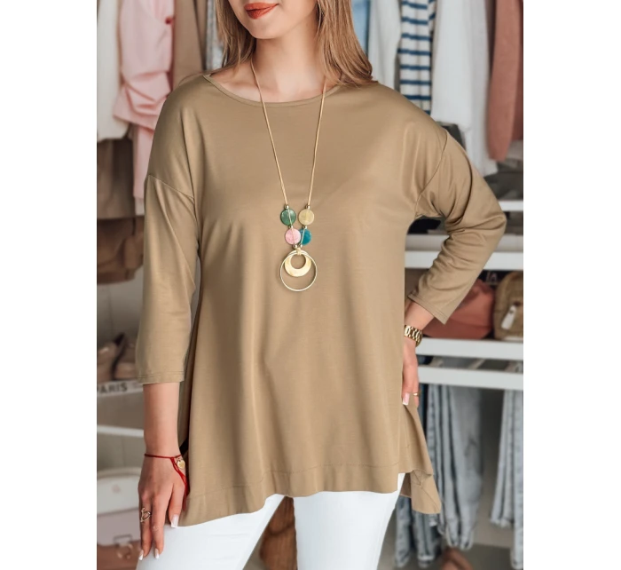 Dámská máslová halenka oversize s přívěskem COMFILA tmavě hnědá FashionStreet RY2789