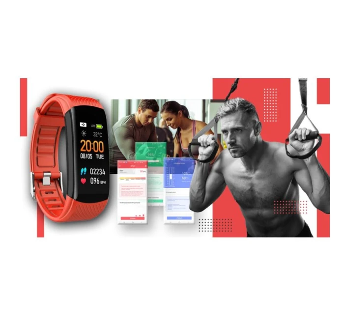 GIEWONT Smartwatch černé a červené 2 řemínky GW200-1