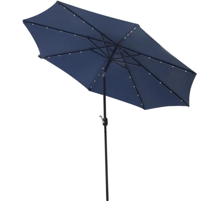 ZAHRADNÍ SLUNEČNÍK S LED OSVĚTLENÍM 300 CM TMAVĚ MODRÝ