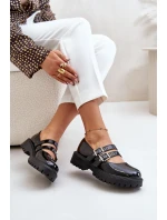 Dámské Lakované Polobotky S Pásky Černé Terione Dámské Lakované Polobotky S Pásky Černé Terione