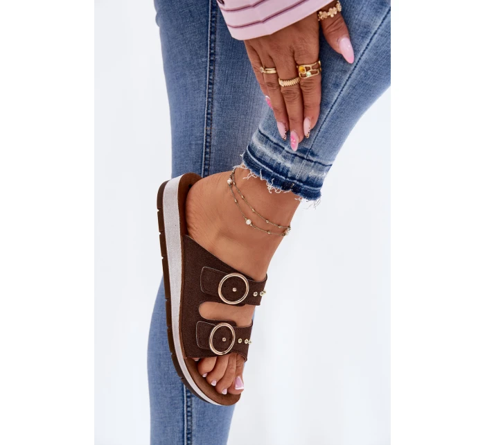 Pohodlné dámské pantofle model 21697973 hnědé - Inblu