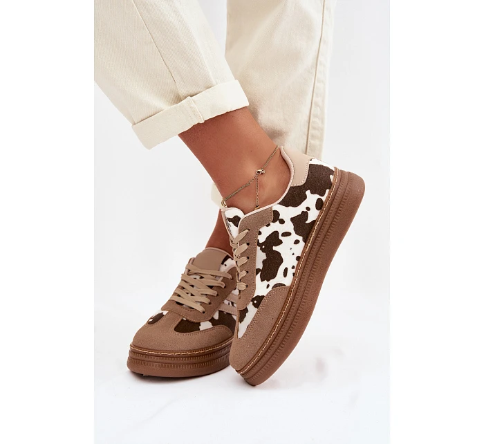 Dámské tenisky na platformě s tmavě béžové model 22039913 - Boto