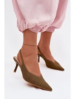 Dámské sandály z síťovaného materiálu na jehle Zelená Emiliana Dámské sandály z síťovaného materiálu na jehle Zelená Emiliana