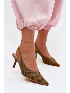 Dámské sandály z síťovaného materiálu na jehle Zelená Emiliana