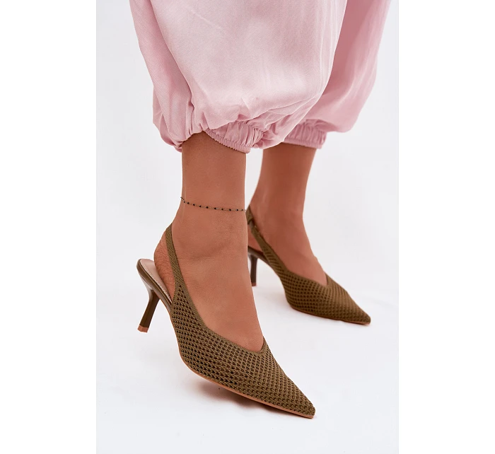 Dámské sandály z síťovaného materiálu na jehle Zelená Emiliana Dámské sandály z síťovaného materiálu na jehle Zelená Emiliana